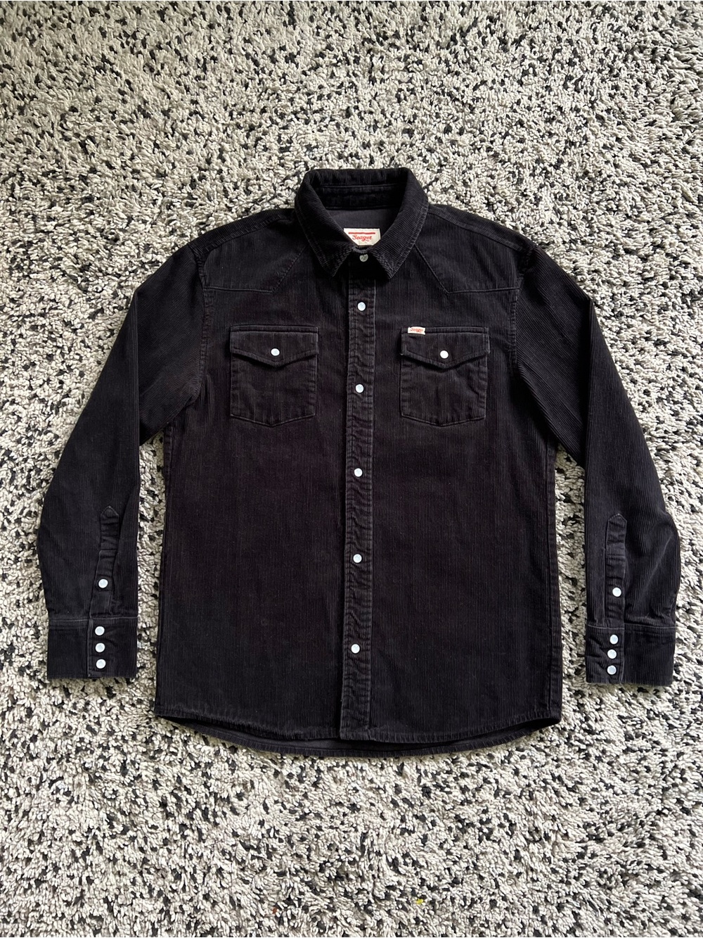Seager Men’s Medium Corduroy Shirt Black Reagan Pearl Snap Long Sleeve Western